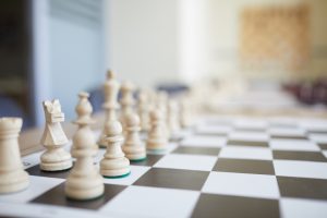 White pieces on a chess board